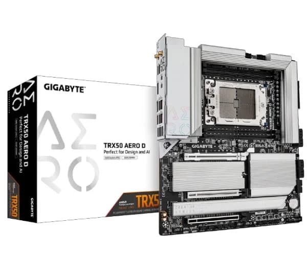 (LS) Gigabyte TRX50 AERO D AMD Ryzen Motherboard 4x DDR5~256GB,2x PCIe x16 slots, 4x M.2, 8x SATA 6Gb/s connectors, 11x USB 3.2, 4x USB2.0, 2x