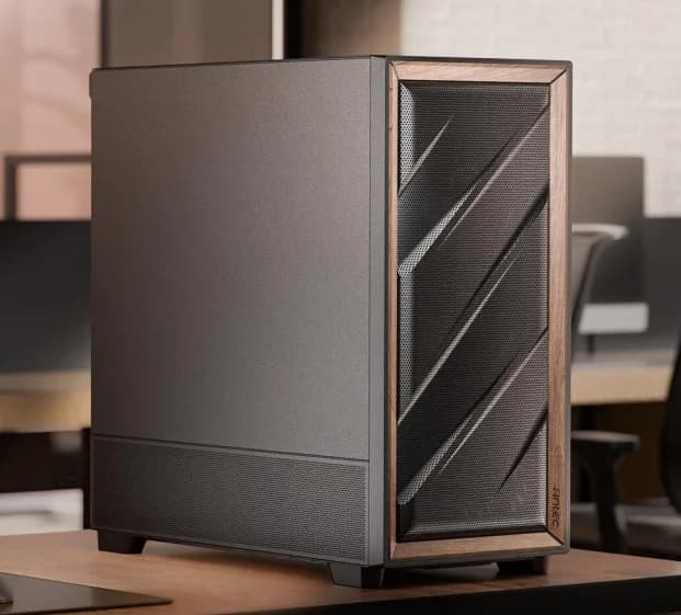 Antec Flux SE ATX, E-ATX, matx, Walnut Wood Trim Solid Side Panel, 5 x PWM Fans, Multi-Direction Vent design, Removable Top Cooling Bracket. Case