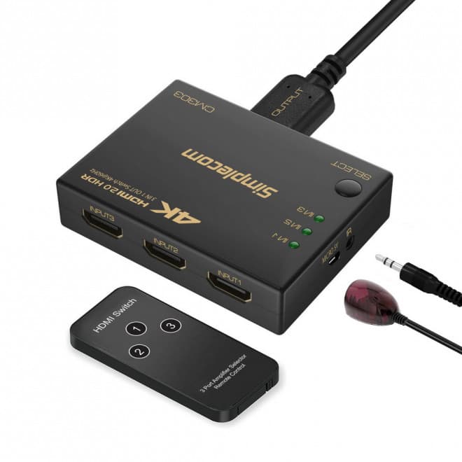 Simplecom CM303 3‑Way HDMI Switch 4K@60Hz