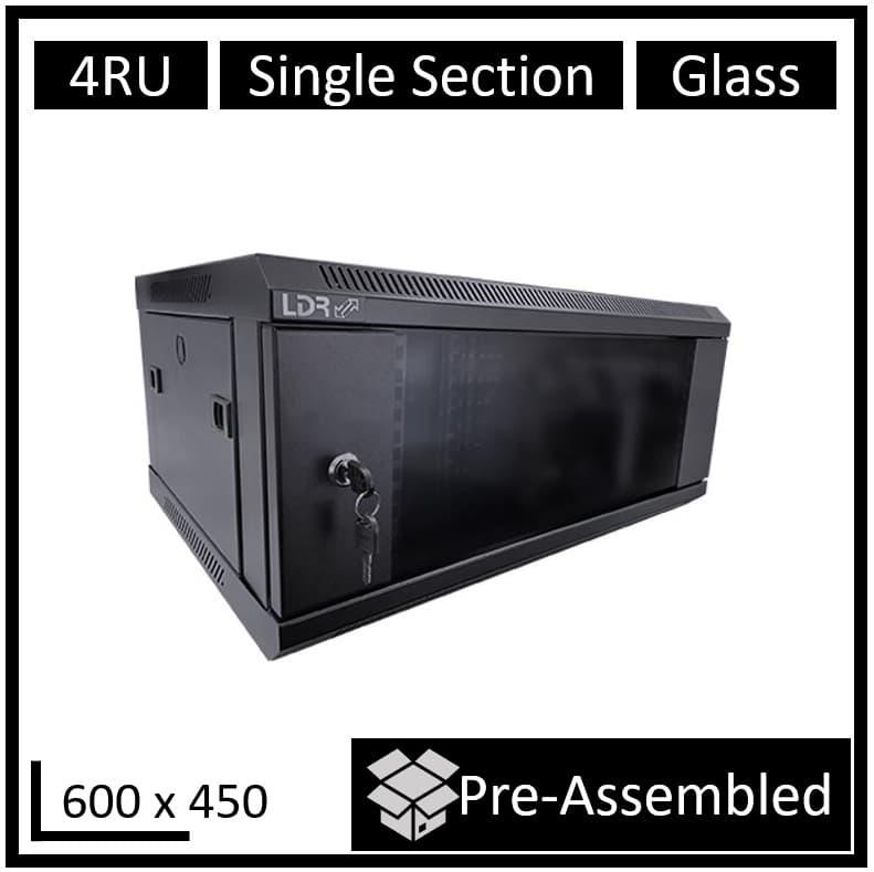 LDR 4U Wall Mount Cabinet – Glass Door