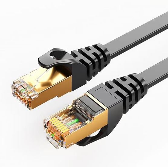 8Ware CAT7 Cable 1m - Black Color RJ45 Ethernet Network LAN UTP Patch Cord Snagless Flat cable