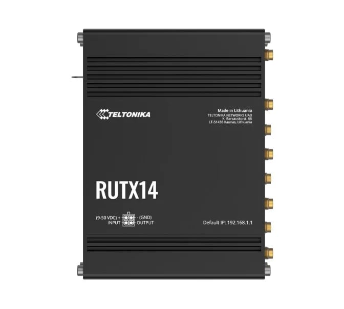 Teltonika RUTX14 4G LTE CAT12 Industrial Cellular Router, Instant LTE Failover, Dual Band WiFi 802.11ac, GNSS/GPS and Bluetooth LE, PSU included