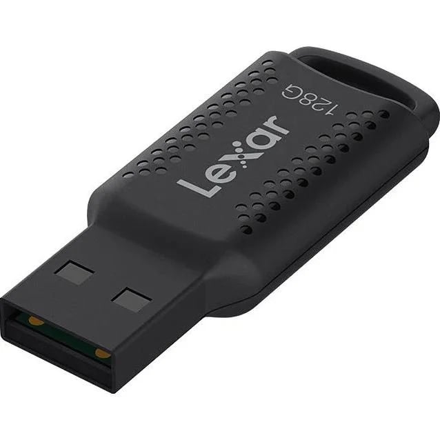 Lexar V400 128GB JumpDrive® USB3.2 Flash Drive, up to 100MB/s read, Black,Securely protect files with Lexar DataShield. 256-bit AES encryption for add